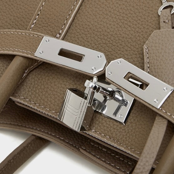 Womens Genuine Leather Platinum-Style Structured Shoulder Tote