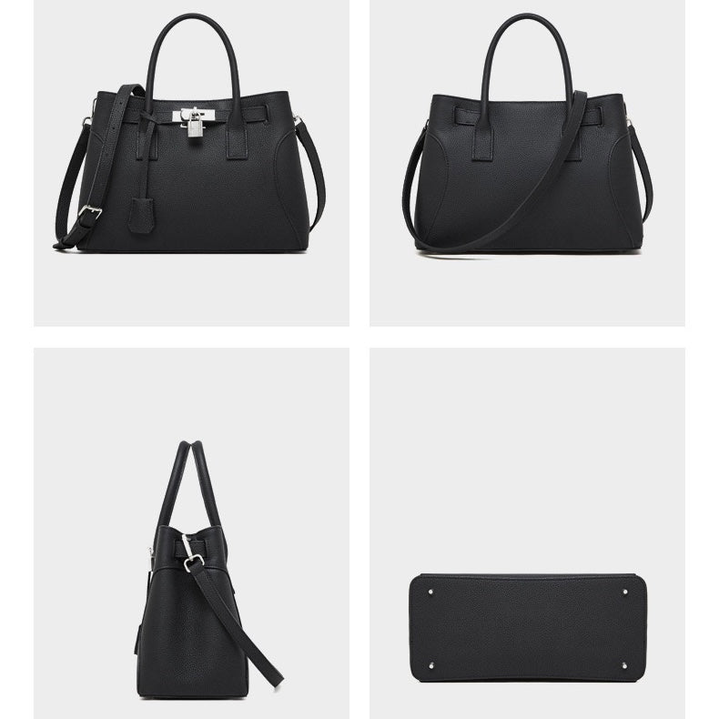 Womens Genuine Leather Platinum-Style Structured Shoulder Tote