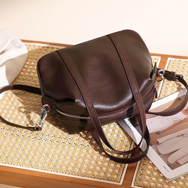 Womens Genuine Leather Boston Pillow Bag