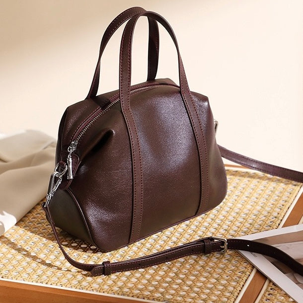 Womens Genuine Leather Boston Pillow Bag