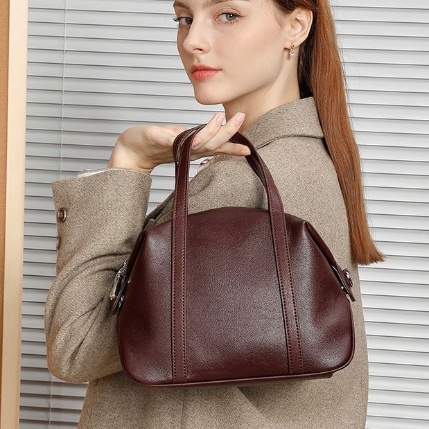 Womens Genuine Leather Boston Pillow Bag