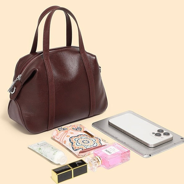 Womens Genuine Leather Boston Pillow Bag