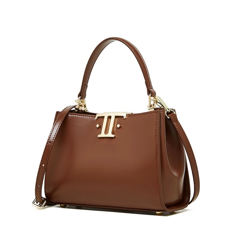 Womens Genuine Leather Mini Commuter Tote  Dual Clasp Edition
