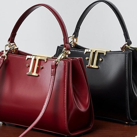 Womens Genuine Leather Mini Commuter Tote  Dual Clasp Edition
