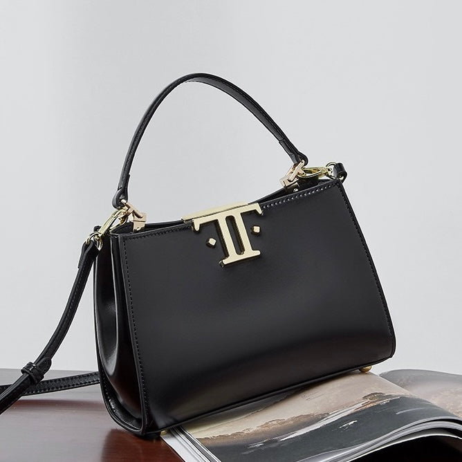Womens Genuine Leather Mini Commuter Tote  Dual Clasp Edition