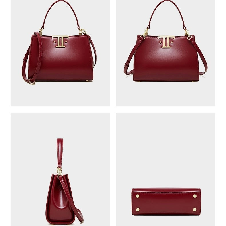 Womens Genuine Leather Mini Commuter Tote  Dual Clasp Edition
