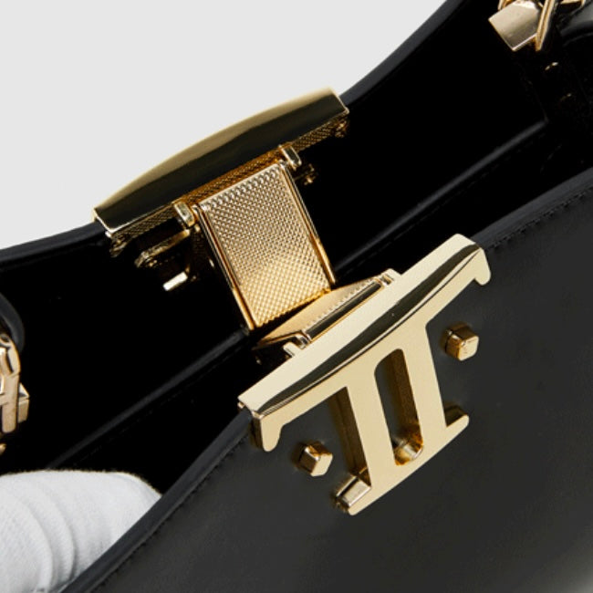 Womens Genuine Leather Mini Commuter Tote  Dual Clasp Edition