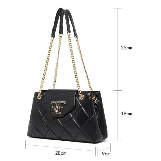 Womens Genuine Leather Chain Shoulder Crossbody Bag in Commuter Chic Style