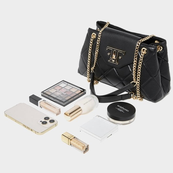 Womens Genuine Leather Chain Shoulder Crossbody Bag in Commuter Chic Style