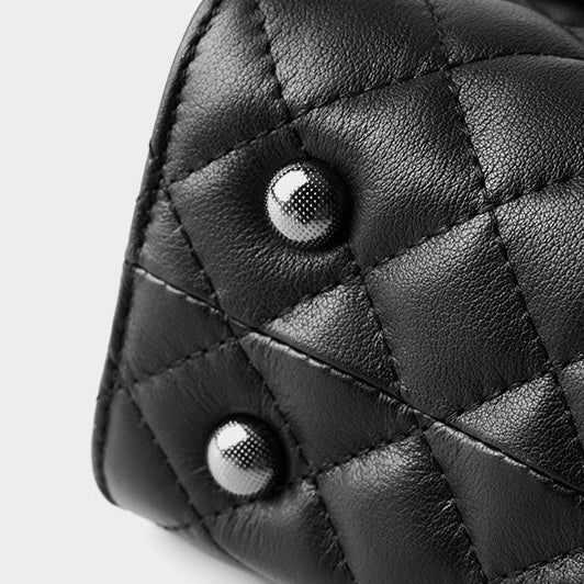 Womens Premium Top-Grain Leather Chain Shoulder Crossbody Bag in Chic Compact Style