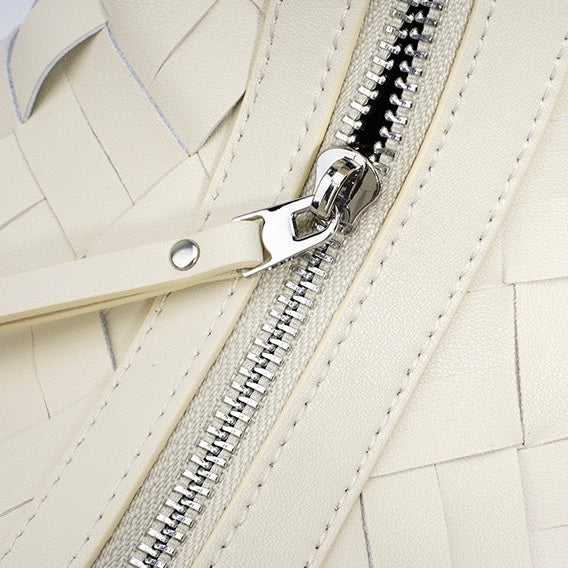 Womens Genuine Leather Woven Dumpling Shoulder & Crossbody Bag
