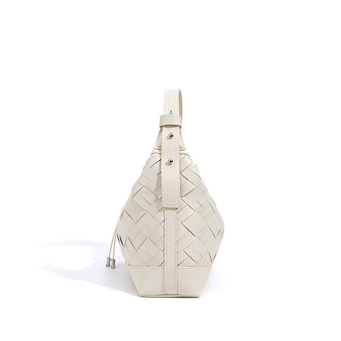 Womens Genuine Leather Woven Dumpling Shoulder & Crossbody Bag