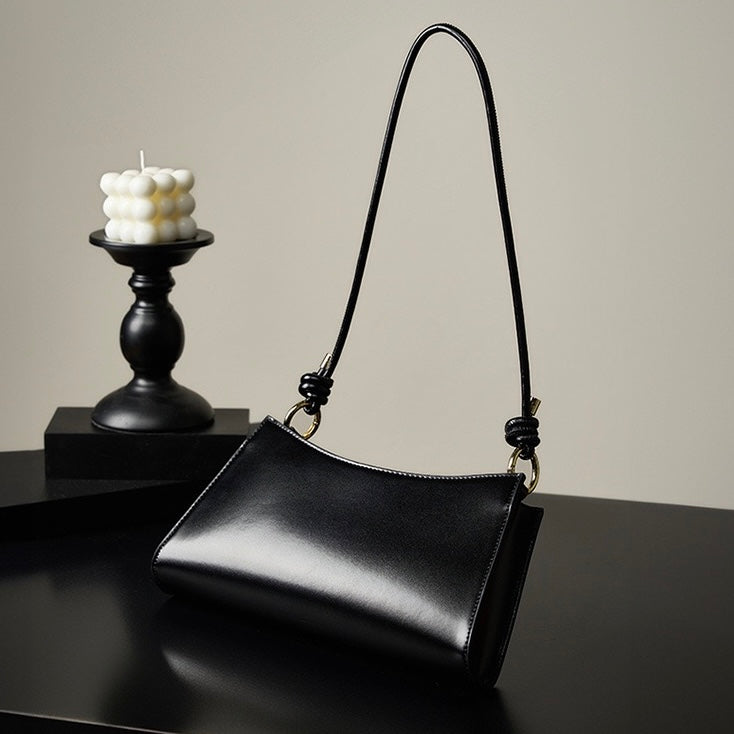 Womens Luxurious Genuine Leather Underarm Baguette Bag