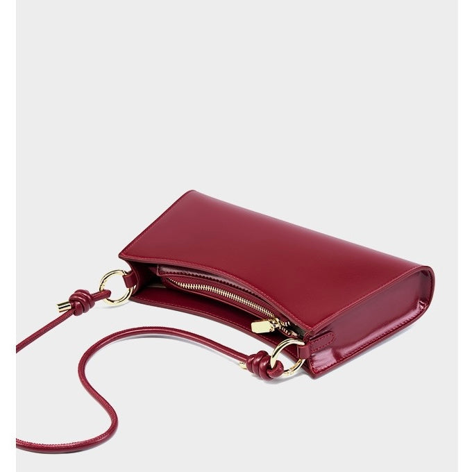 Womens Luxurious Genuine Leather Underarm Baguette Bag
