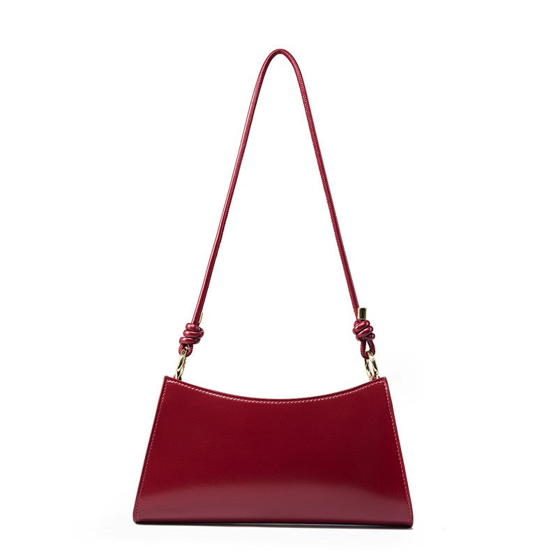 Womens Luxurious Genuine Leather Underarm Baguette Bag