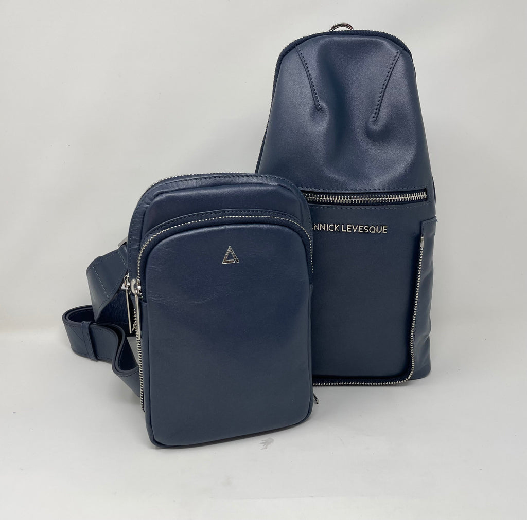 Sac bandoulière 3 en 1 Unisexe avec section pour carte RFID, Bleu marine | Gabriel - PRÉCOMMANDE