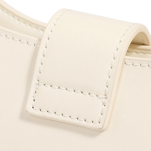 Womens Soft Top-Grain Leather Baguette Shoulder Bag in Minimalist Commuter Style