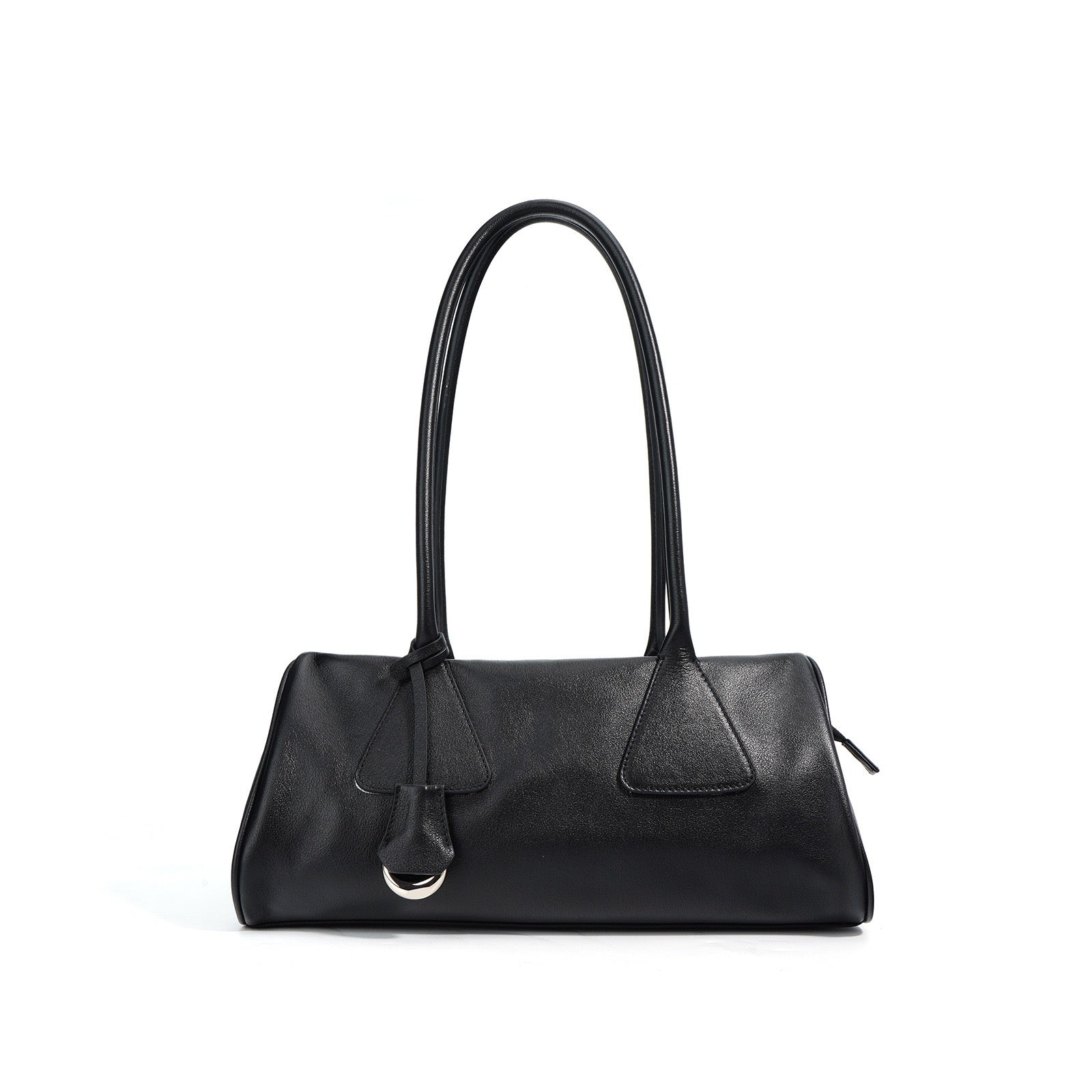 Womens Genuine Leather Triangle Barrel Shoulder Bag  2025 Vintage Edition