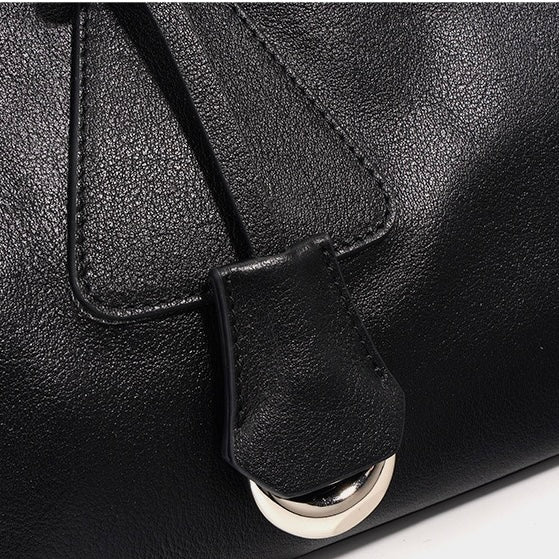 Womens Genuine Leather Triangle Barrel Shoulder Bag  2025 Vintage Edition