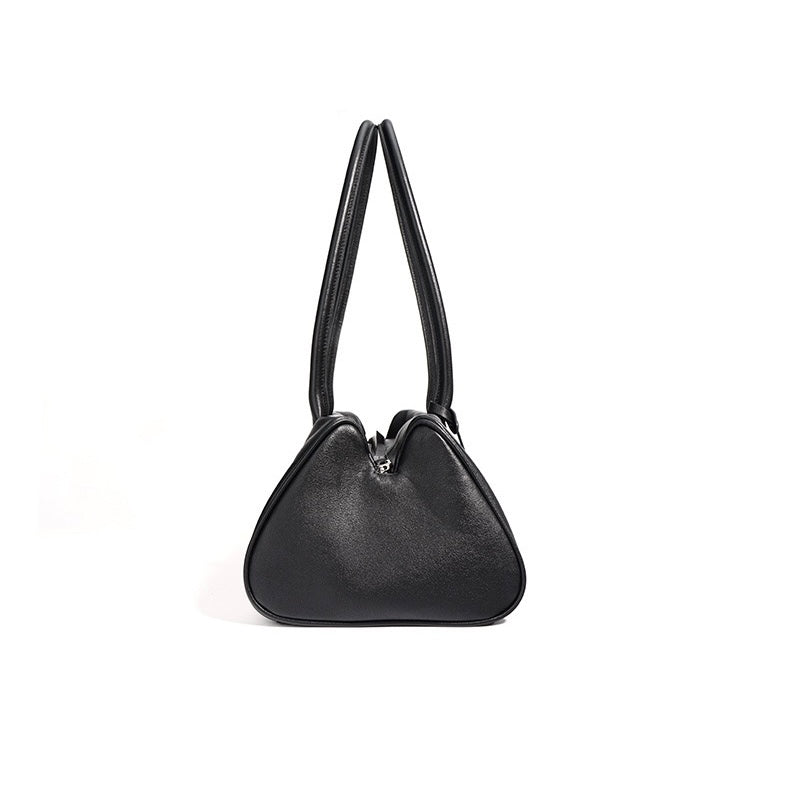 Womens Genuine Leather Triangle Barrel Shoulder Bag  2025 Vintage Edition