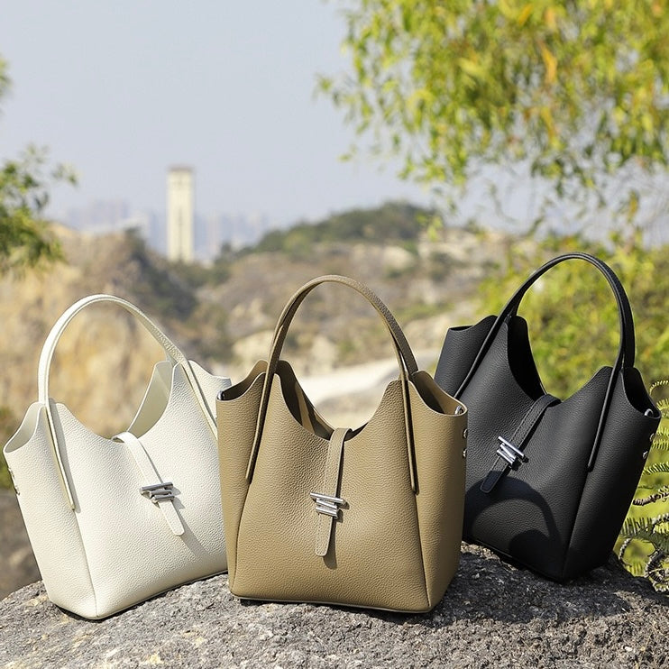 Womens Genuine Leather Commuter Top Handle Crossbody Shoulder Bag In Minimalist Style