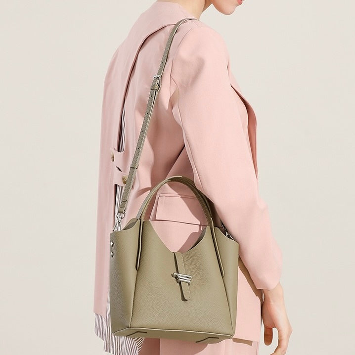 Womens Genuine Leather Commuter Top Handle Crossbody Shoulder Bag In Minimalist Style