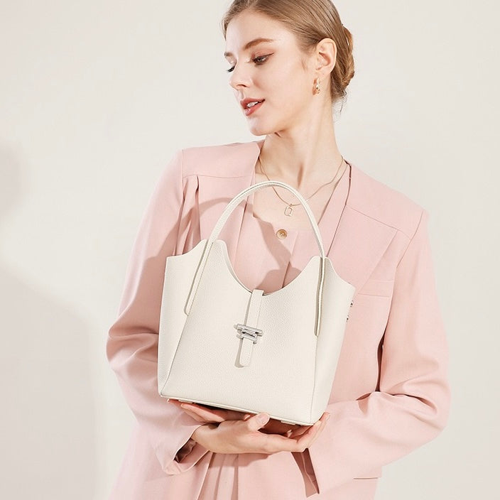 Womens Genuine Leather Commuter Top Handle Crossbody Shoulder Bag In Minimalist Style