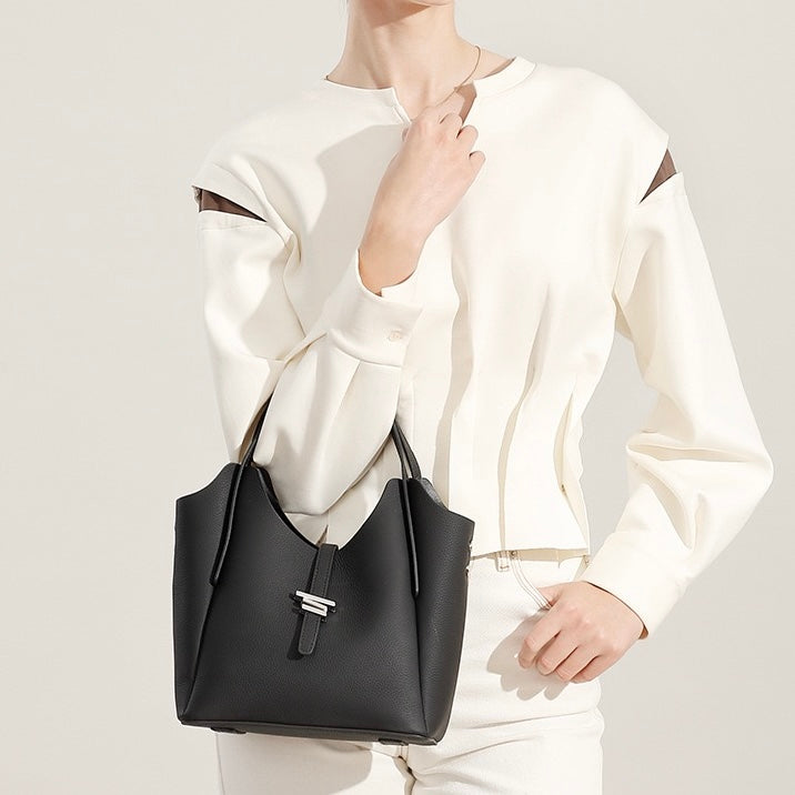 Womens Genuine Leather Commuter Top Handle Crossbody Shoulder Bag In Minimalist Style