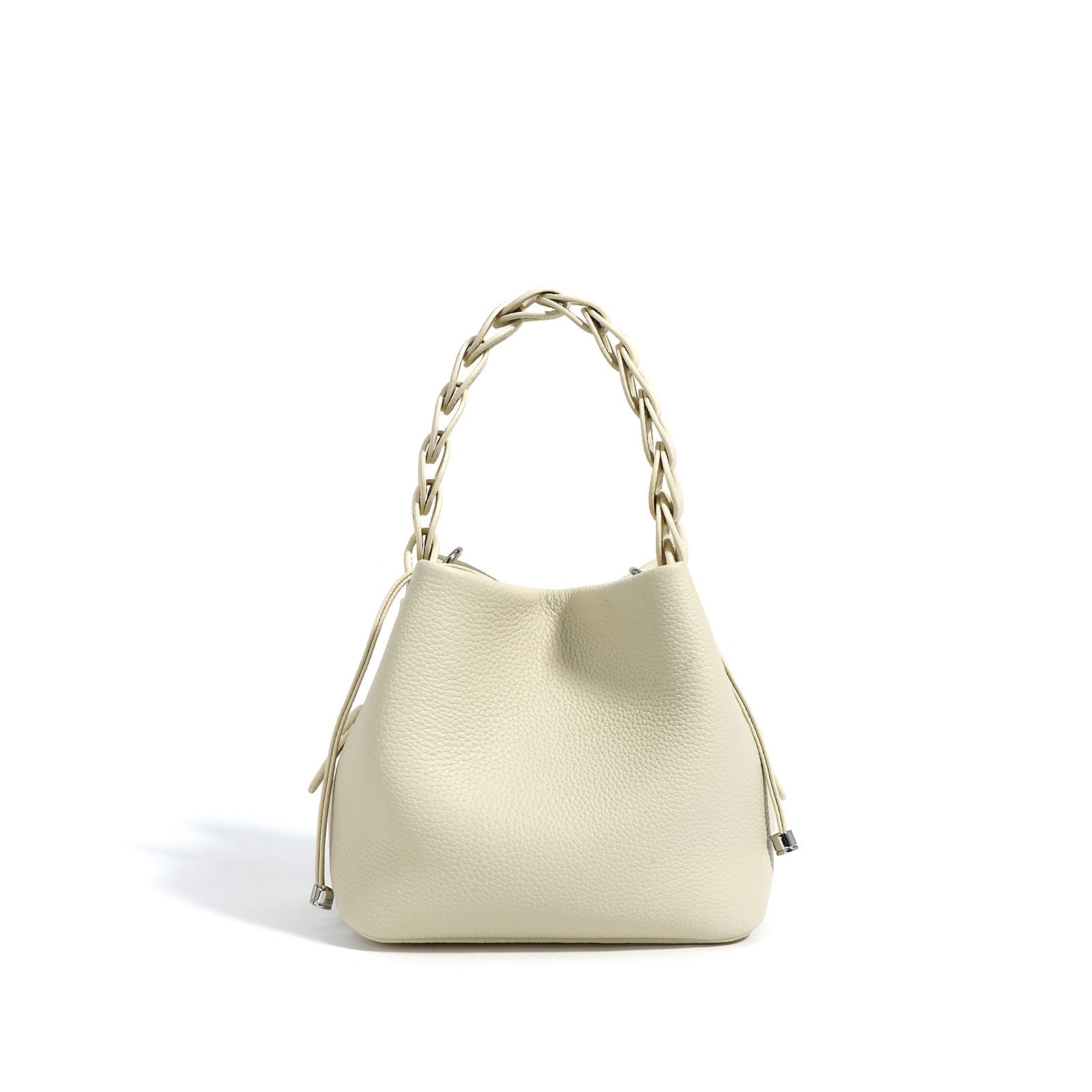 Women's Genuine Top-Grain Leather Versatile Commuting Bucket Bag Single-Shoulder Crossbody Elegant Handheld Bag