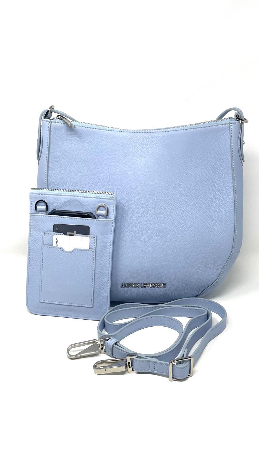 Sac à main en Cuir Bleu Pâle , 2-en-1, Isabelle