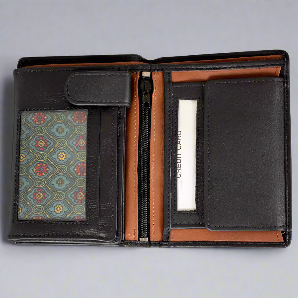 JBG International Men's Snap Close Flip Bifold Leather Wallet