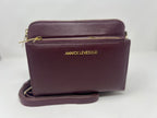 Petit Sac bandouillère avec porte carte détachable, aubergine | Kennedi