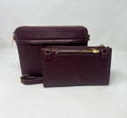 Petit Sac bandouillère avec porte carte détachable, aubergine | Kennedi