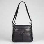 MET Leather Crossbody Bag with Dual Zipper Pockets