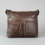 MET Leather Crossbody Bag with Dual Zipper Pockets