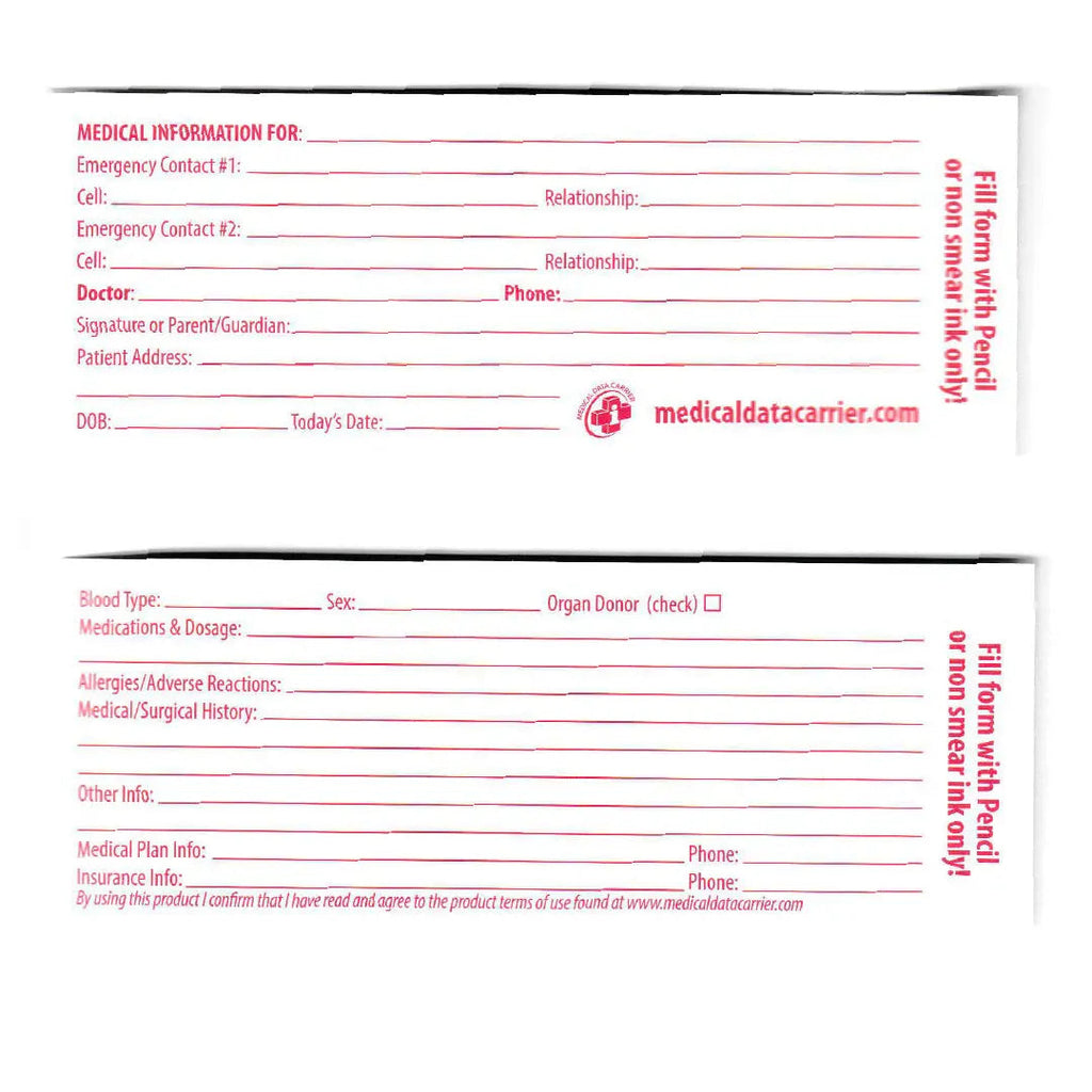 Medical Data Carrier – Essential Emergency ID for Riders & First Responders