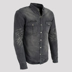 Milwaukee Leather Men's Faded Denim Armored Shirt Jacket