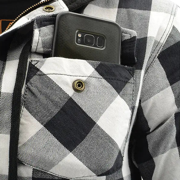 Milwaukee Leather Men's Plaid Flannel Armored Shirt Jacket