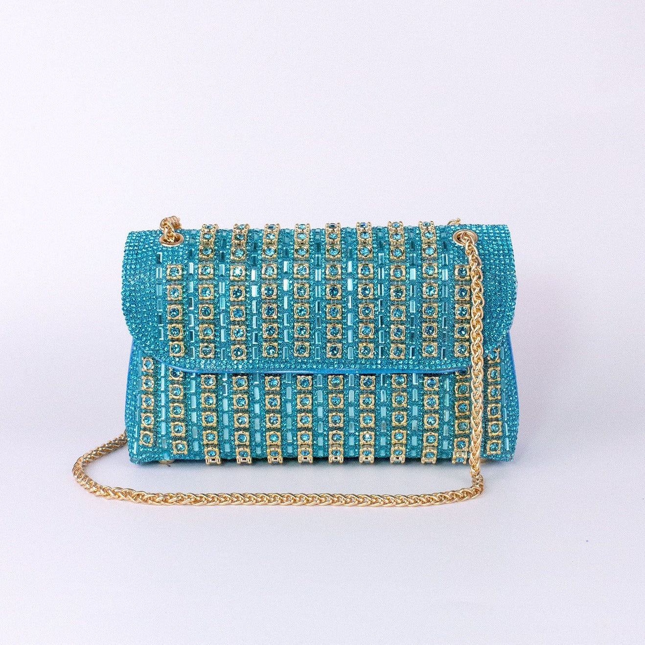 Aeris | Luxury Turquoise Crystal Evening Bag – Bold & Elegant Statement Piece