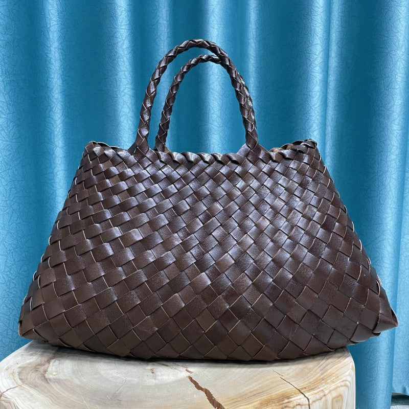 Joane Woven Tote Bag – Statement Designer Handbag with Top Handles