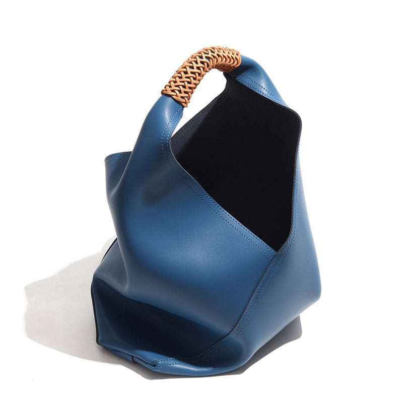 Lilly | Slouchy Shoulder Bag – Sculpted Vegan Leather Hobo with Woven Handle