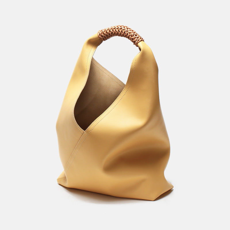 Lilly | Slouchy Shoulder Bag – Sculpted Vegan Leather Hobo with Woven Handle