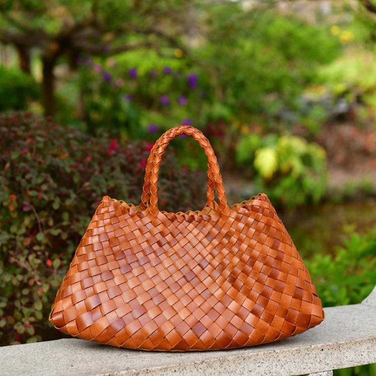 Joane Woven Tote Bag – Statement Designer Handbag with Top Handles