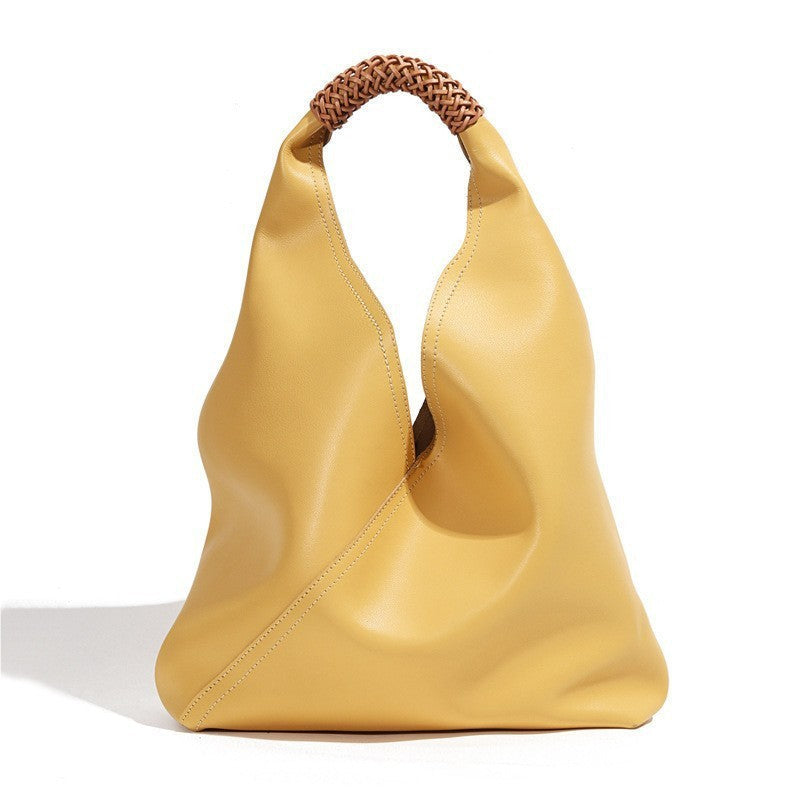 Lilly | Slouchy Shoulder Bag – Sculpted Vegan Leather Hobo with Woven Handle