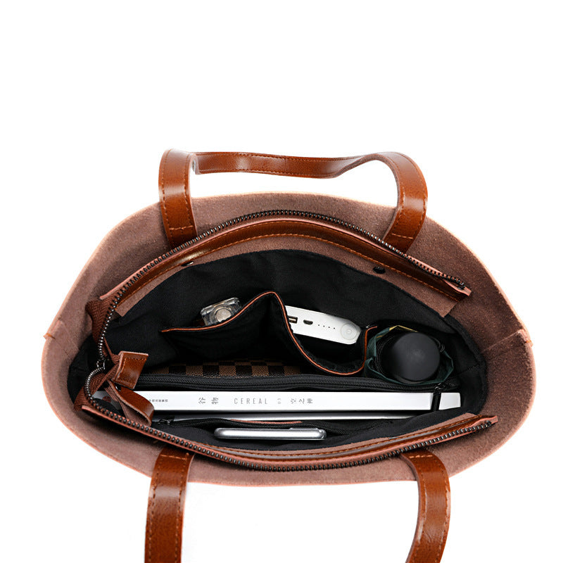 Alma | Classic Leather Tote Bag – Slim Handles & Spacious Interior