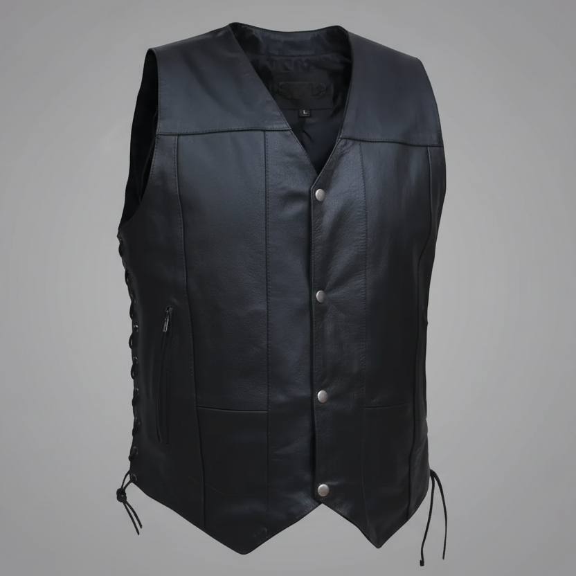 Open Road Men's 10 Pocket Leather Vest