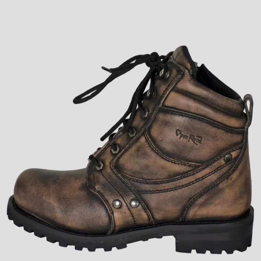 Open Road Men's 7" Lace-Up Motorcycle Boots