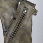 Open Road Men's Distressed Brown 4 Pocket Premium Leather Chaps