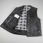 Open Road Men's Flannel Lined Leather Club Vest