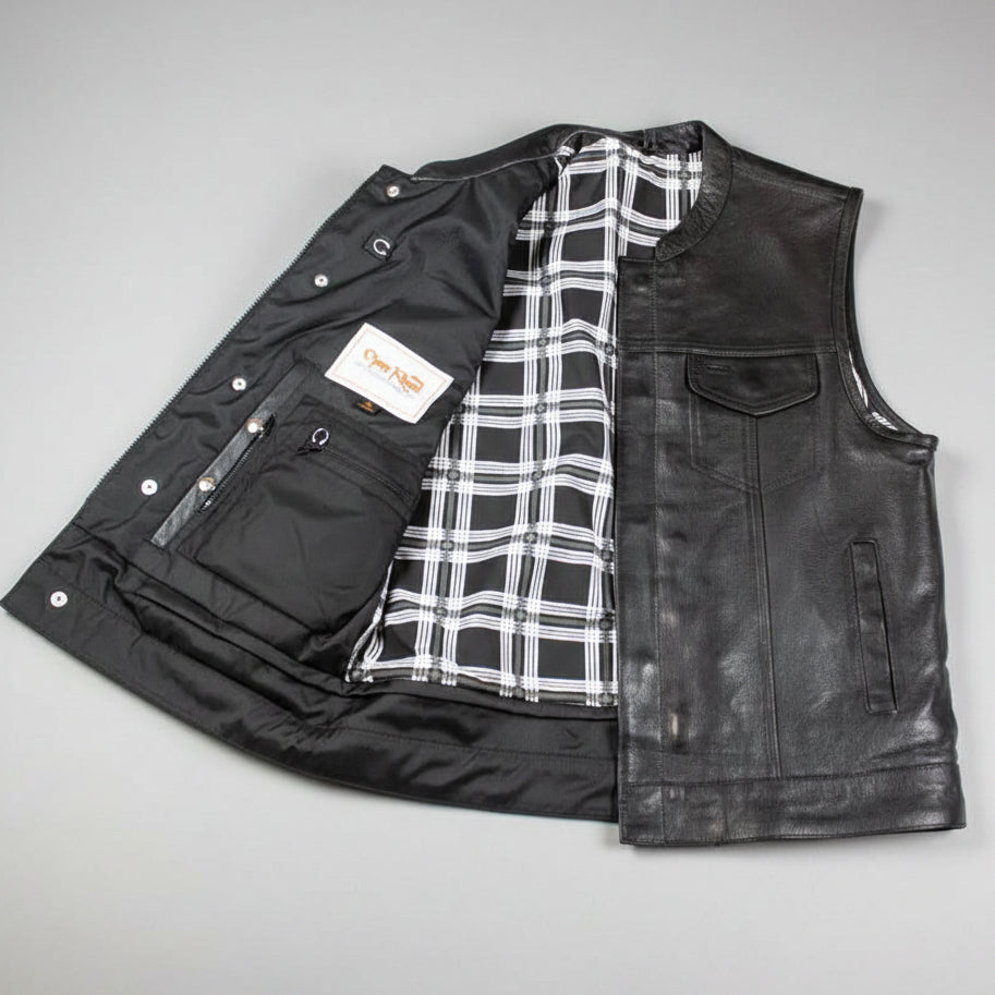 Open Road Men's Flannel Lined Leather Club Vest